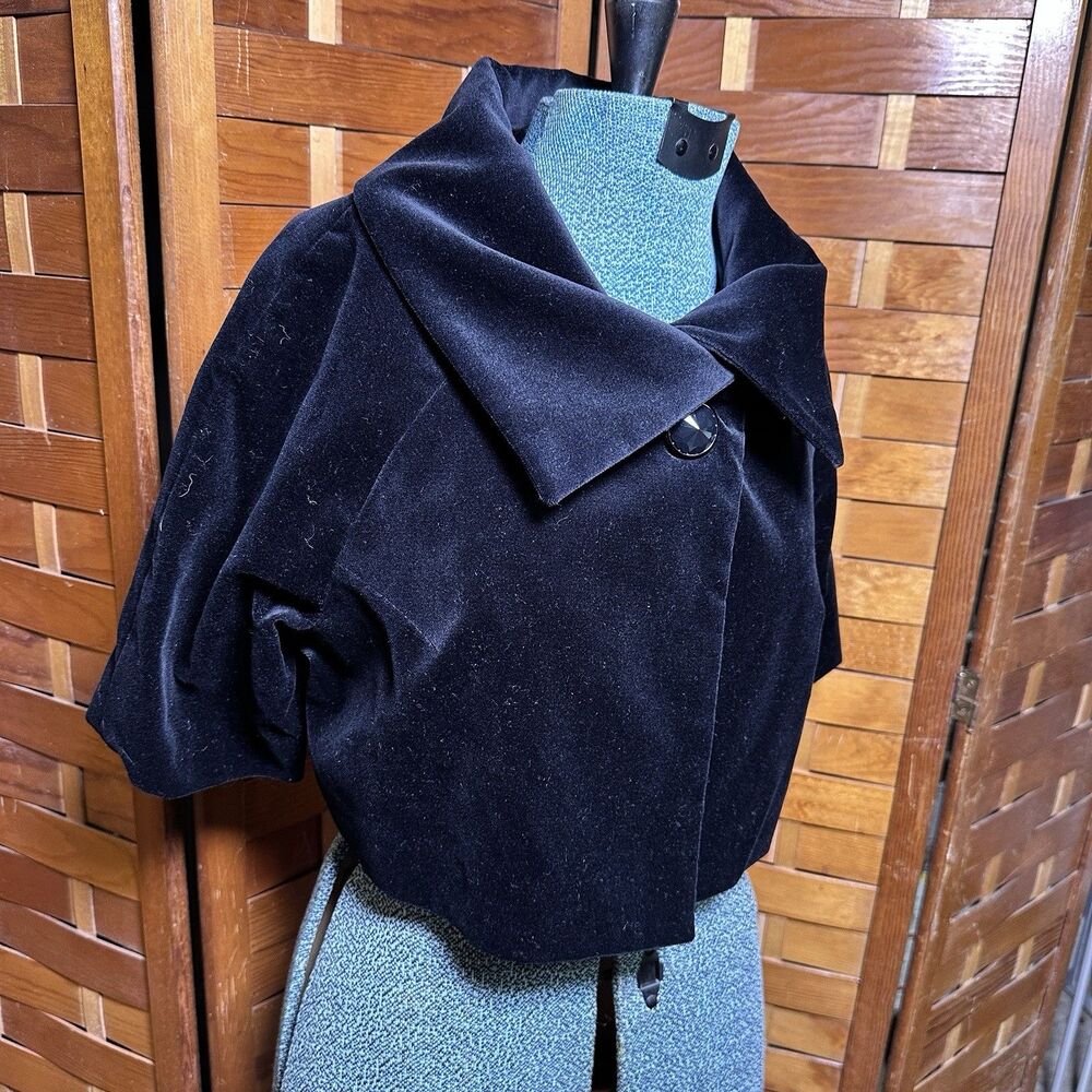 Tracy Reese Womens Size M Crop Jacket Cotton Black Velvet Poet-Core Romantic NWT